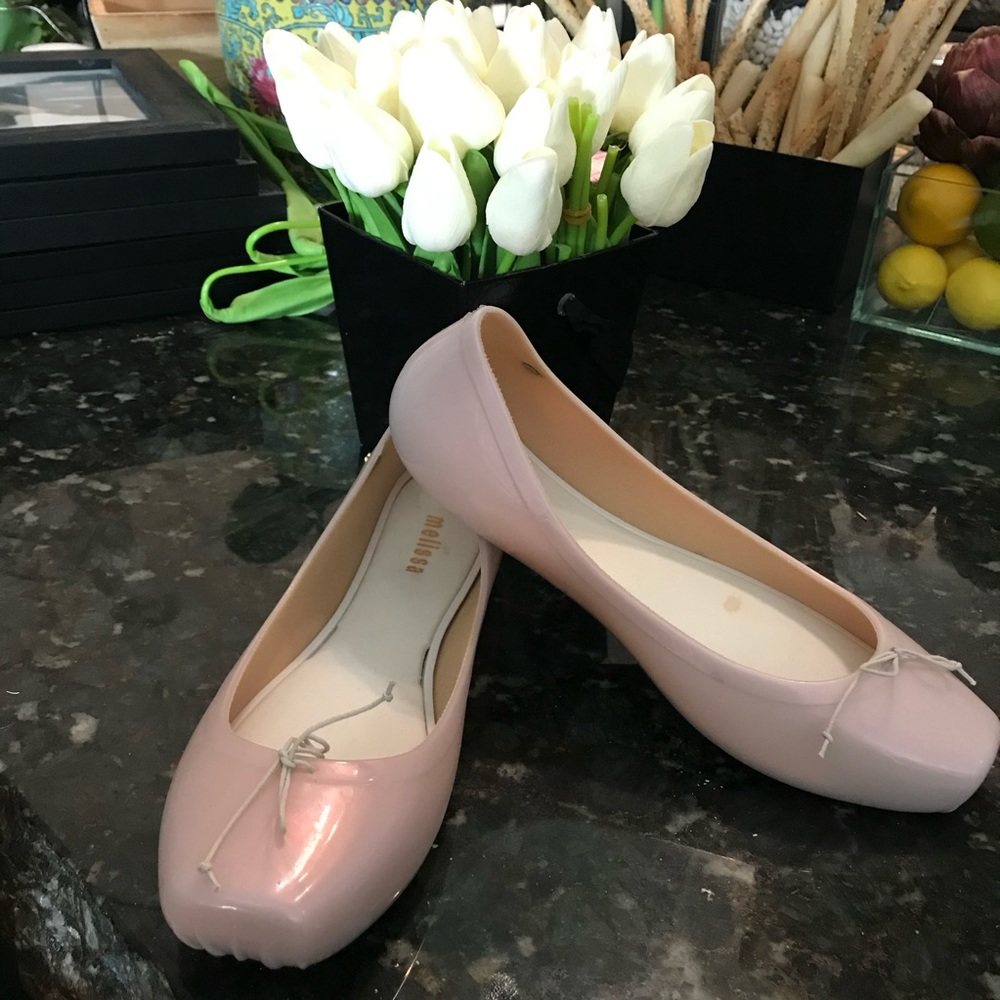 Melissa iridescent pink box toe ballet flat. Sz8